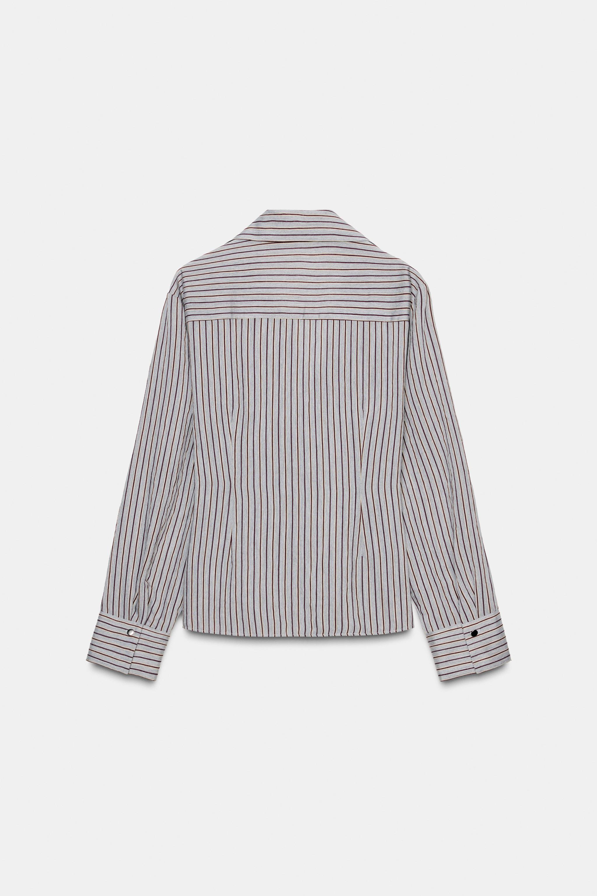 STRIPED WRAP SHIRT WITH BOW